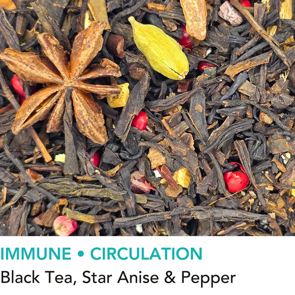 Mountain Escape chai loose leaf tea from Wander Cuppa featuring a bold blend of black tea, cassia bark, and star anise. This premium tea is inspired by rugged Scottish mountains and provides a warming boost for your immune system. As a wholesale tea supplier UK, we offer this spiced vegan tea and full leaf tea for a perfect cuppa tea or afternoon tea. High-quality Scotland tea with black pepper and cocoa beans available for wholesale tea orders across the UK.